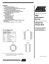 Datasheet ATF22V10C-10JC manufacturer ATMEL